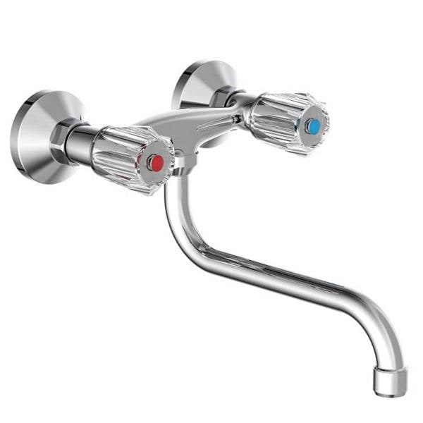 SCHÜTTE Väggmonterad köksblandare 2 vred BRILLANT krom Silver