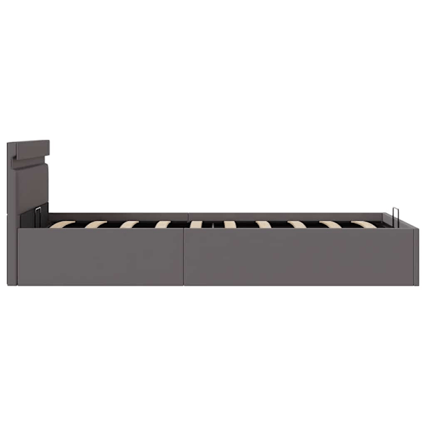 vidaXL Sängram hydraulisk förvaring LED grå konstläder 100x200 cm grå