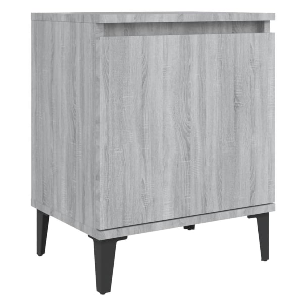 vidaXL Sängbord med metallben grå sonoma 40x30x50 cm grå