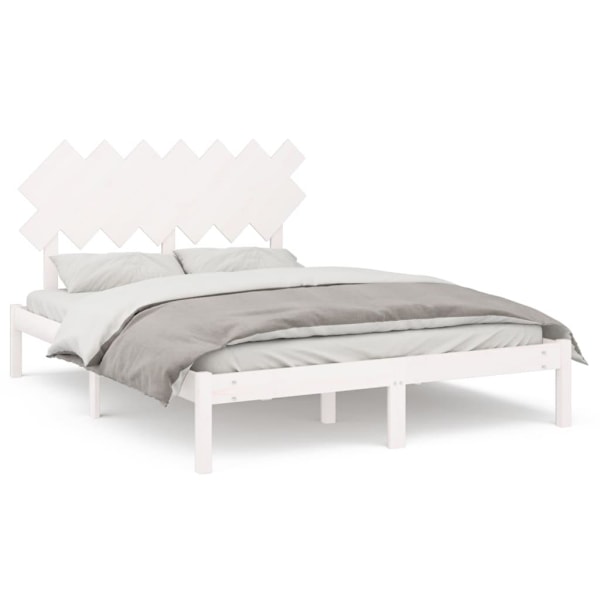 vidaXL Sängram massivt trä 150x200 cm vit Vit