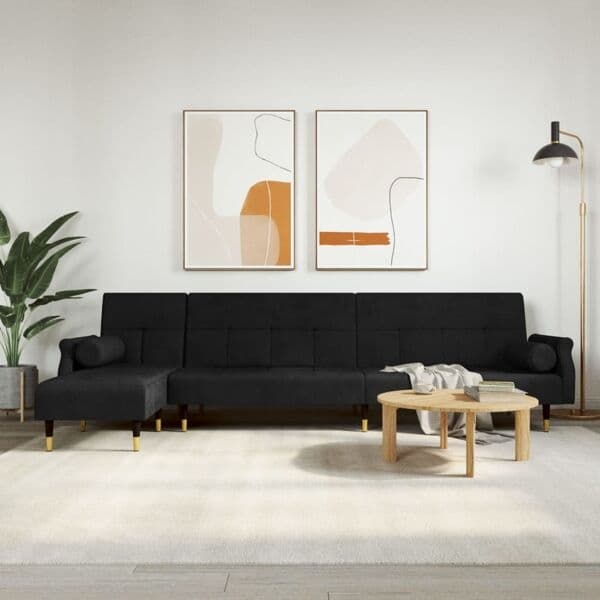 vidaXL L-formad soffa svart 271x140x70 cm sammet art
