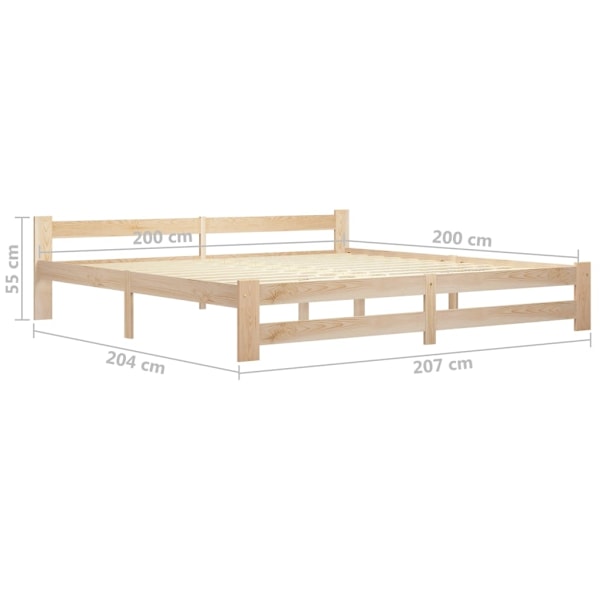 vidaXL Sängram massiv furu 200x200 cm Brun