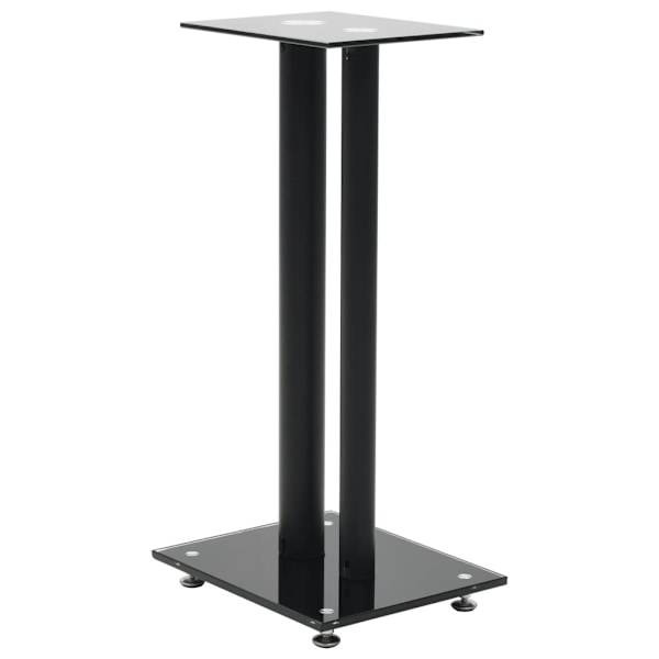 vidaXL Högtalarstativ 2 st härdat glas 2 pelare svart Svart
