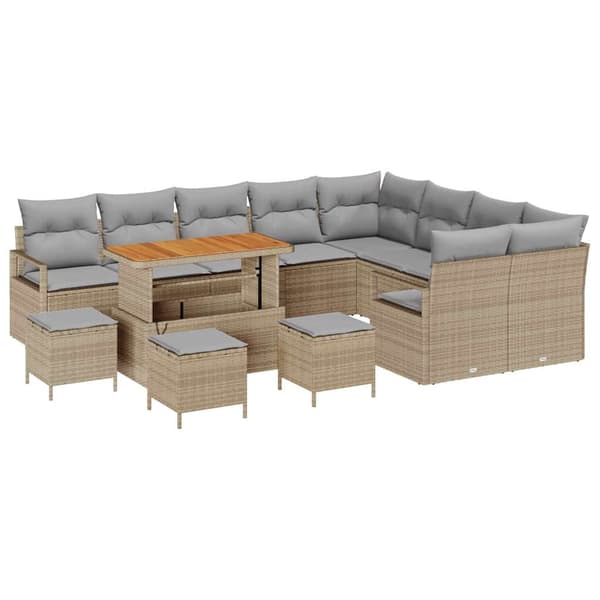 vidaXL Trädgårdsoffset 13 st Beige konstrotting Beige