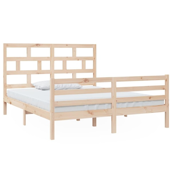 vidaXL Sängram massiv furu 160x200 cm Brun