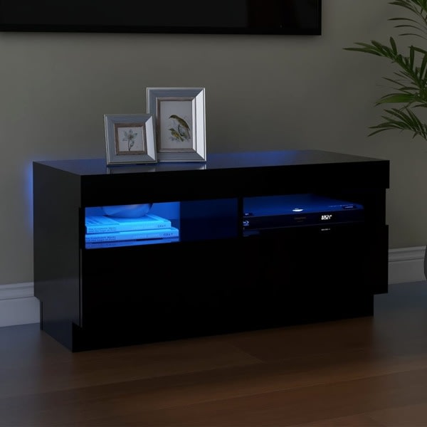 vidaXL TV-bänk med LED-belysning svart 80x35x40 cm Svart