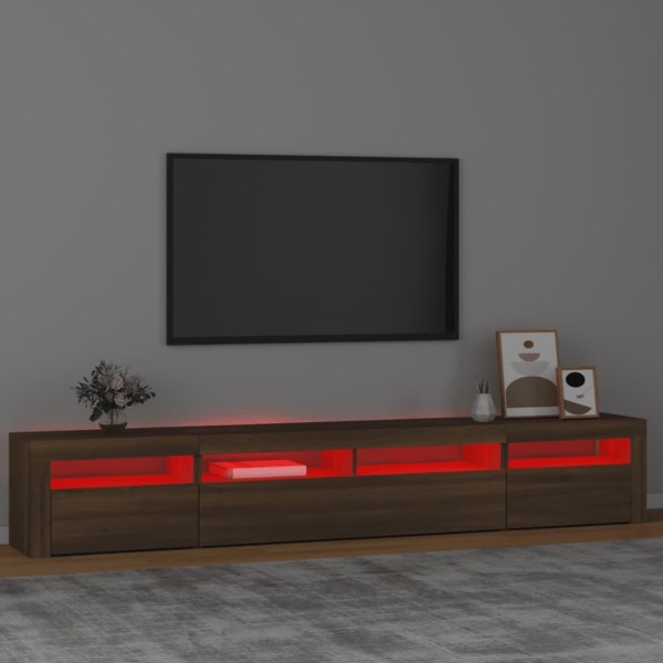 vidaXL Tv-bänk med LED-belysning brun ek 240x35x40 cm Brun
