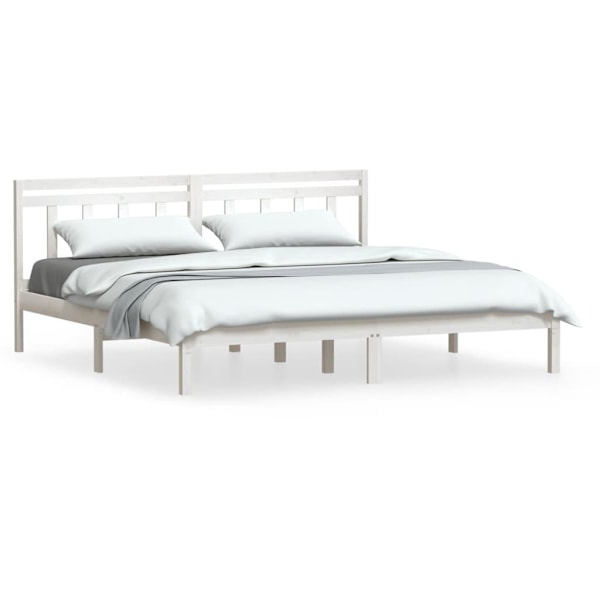vidaXL Sängram vit massiv furu 200x200 cm Vit