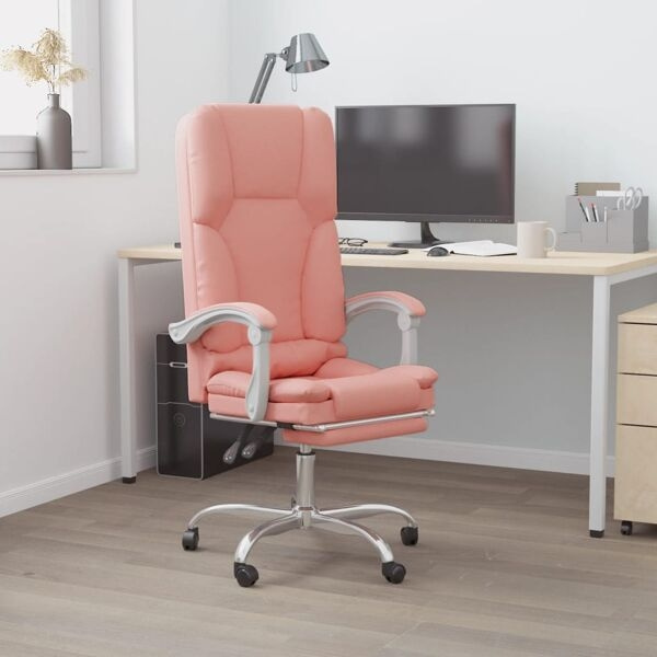 vidaXL Kontorsstol med massage rosa konstläder Rosa
