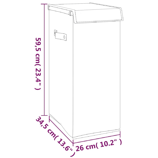 vidaXL Vikbar tvättkorg grå 26x34,5x59,5 cm konstlinne Grå