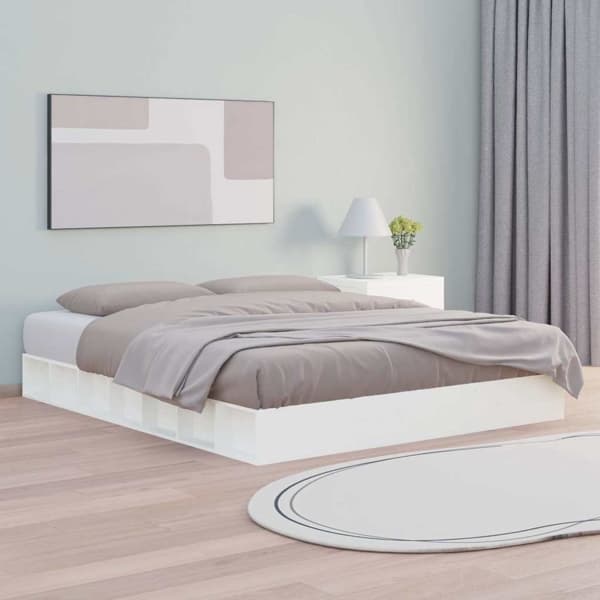 vidaXL Sängram vit 120x200 cm massivt trä Vit