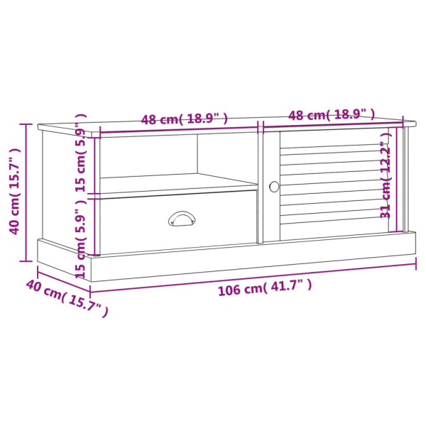 vidaXL Tv-bänk VIGO grå 106x40x40 cm massiv furu Grå