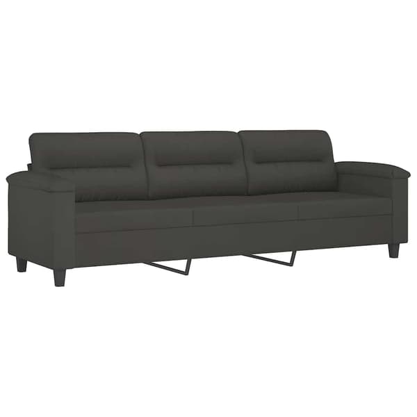 vidaXL 3-sitssoffa med kuddar&delar mörkgrå 210 cm mikrofibertyg Grå