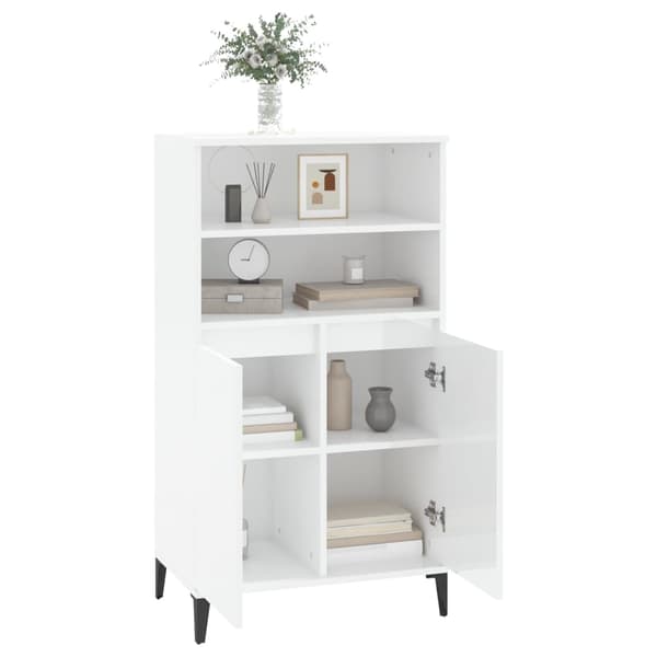 vidaXL Högskåp vit högglans 60x36x110 cm konstruerat trä Vit