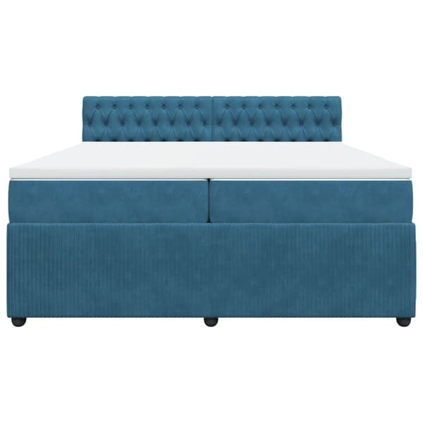 vidaXL Ramsäng med madrass blå 200x200 cm sammet Blå