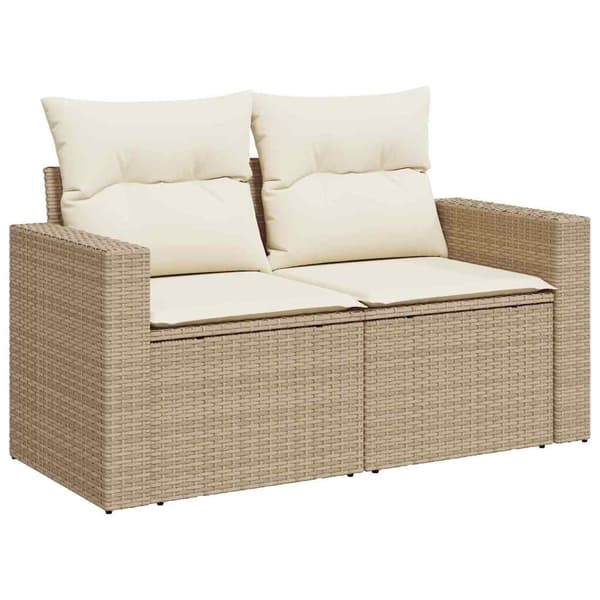 vidaXL Trädgårdsoffset 11 pcs Beige konstrotting Beige
