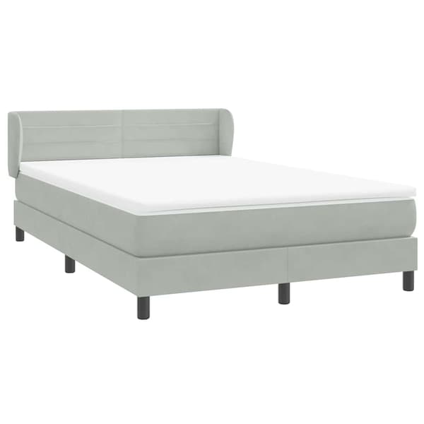 vidaXL Ramsäng med madrass ljusgrå 160x210 cm sammet Grå