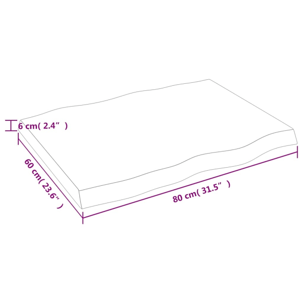 vidaXL Bordsskiva mörkbrun 80x60x(2-6) cm massivt trä levande kant Brun