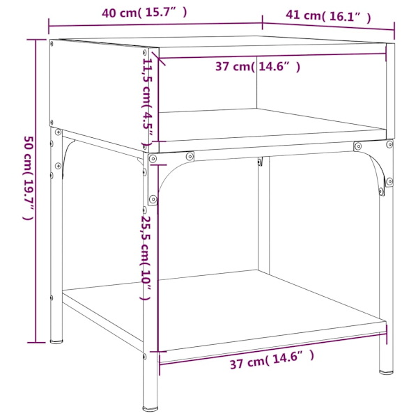 vidaXL Sängbord 2 st rökfärgad ek 40x41x50 cm konstruerat trä Brun