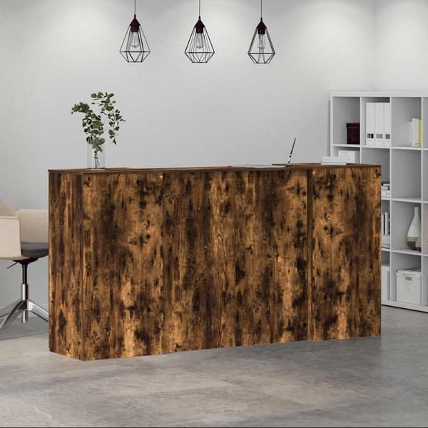 vidaXL Receptionsdisk rökfärgad ek 200x50x103,5 cm konstruerat trä Brun