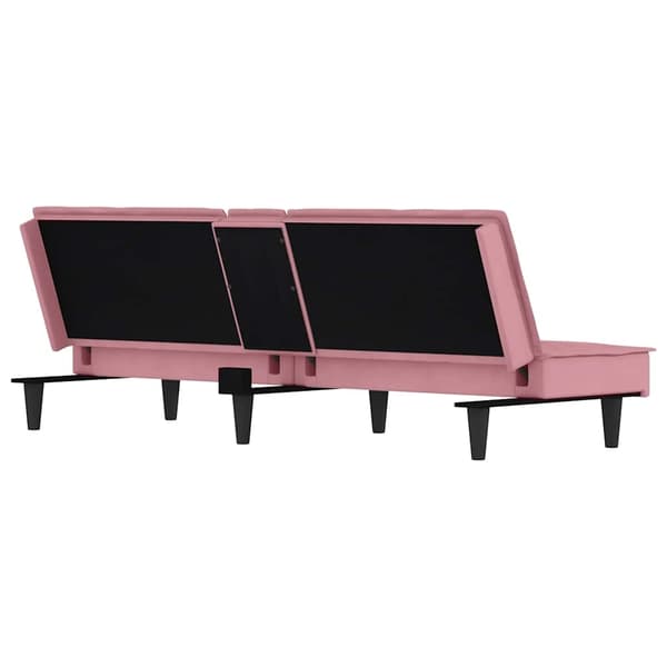 vidaXL Bäddsoffa med mugghållare rosa sammet Rosa