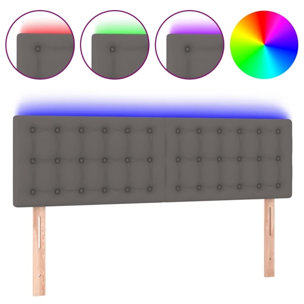 vidaXL Sänggavel LED grå 144x5x78/88 cm konstläder Grå