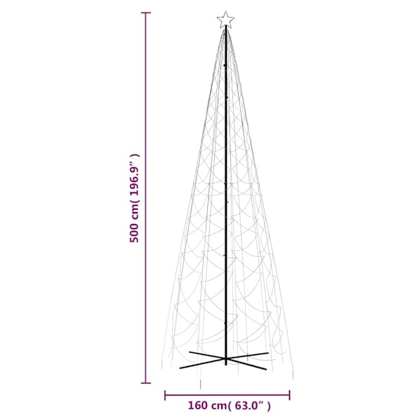 vidaXL Julgranskon kallvit 1400 LEDs 160x500 cm Vit
