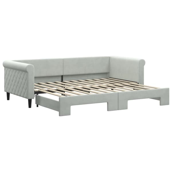 vidaXL Dagbädd utdragbar ljusgrå 90x200 cm sammet Grå