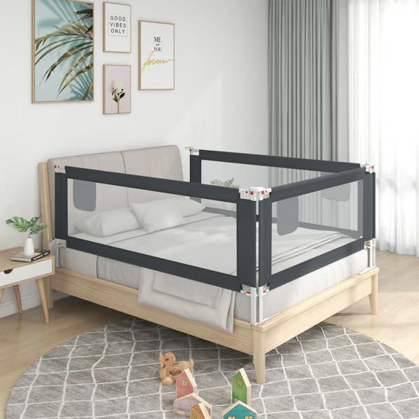 vidaXL Sängskena för barn mörkgrå 160x25 cm tyg grå