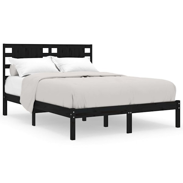 vidaXL Sängram svart massiv furu 200x200 cm Svart