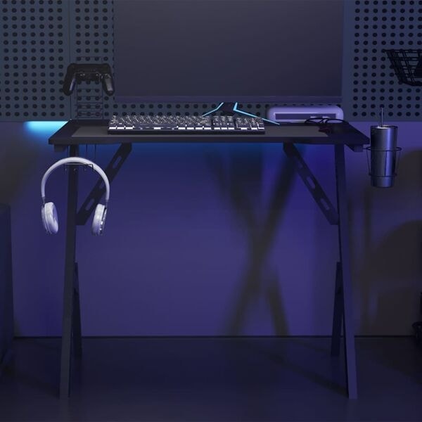 vidaXL Gamingskrivbord med Y-formade ben svart 90x60x75 cm Svart
