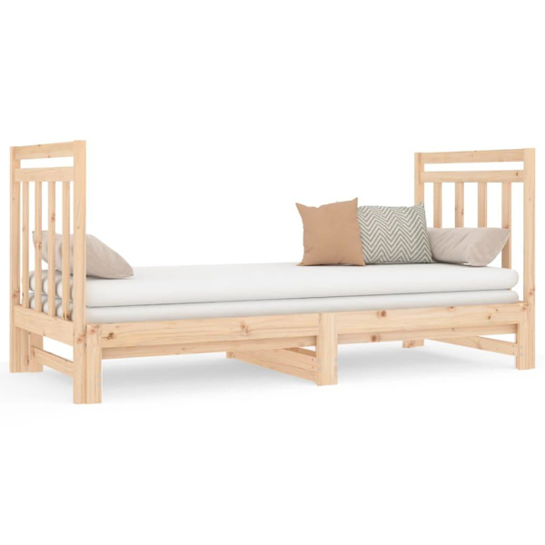 vidaXL Utdragbar dagbädd 2x(90x190) cm massiv furu Brun