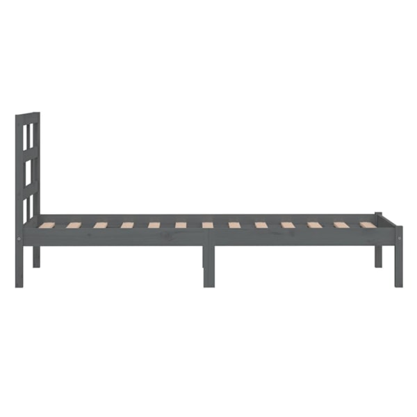 vidaXL Sängram grå massiv furu 90x200 cm Grå