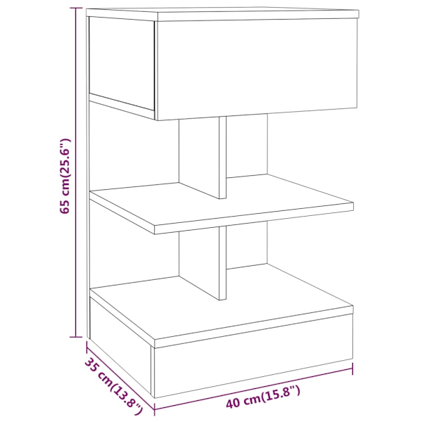vidaXL Sängbord rökfärgad ek 40x35x65 cm konstruerat trä Brun