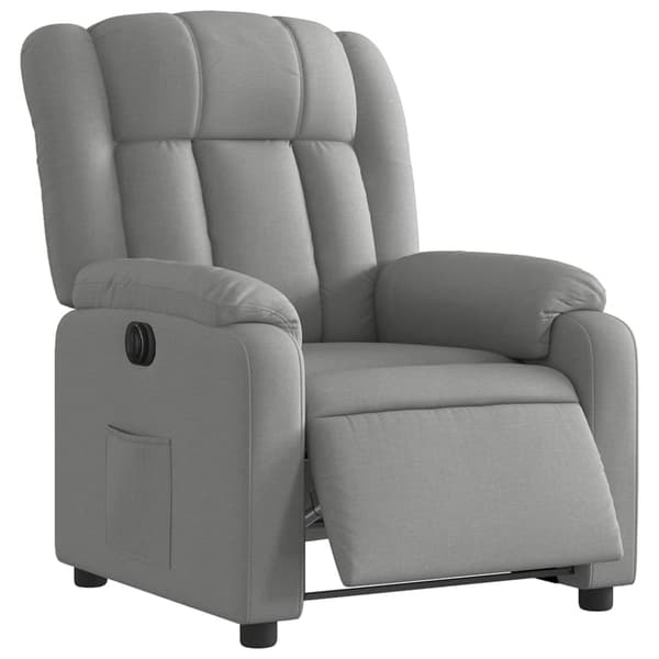 vidaXL Elektrisk reclinerfåtölj ljusgrå tyg Grå