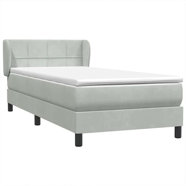 vidaXL Ramsäng med madrass ljusgrå 90x210 cm sammet Grå