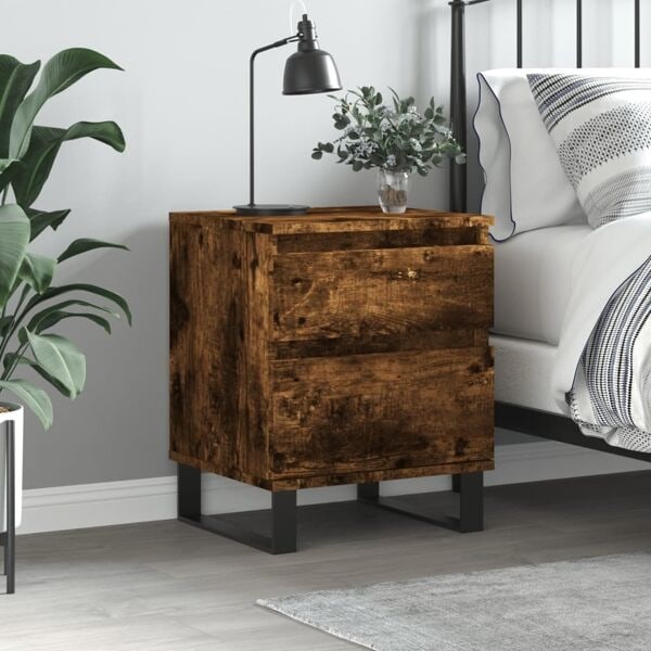 vidaXL Sängbord rökfärgad ek 40x35x50 cm konstruerat trä Brun