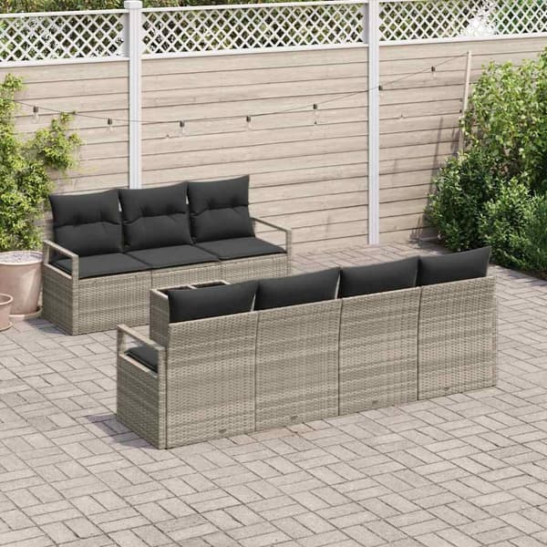 vidaXL Trädgårdsoffset 8 pcs Ljusgrå och mörkgrå konstrotting Ljusgrå