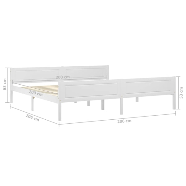 vidaXL Sängram massiv furu vit 200x200 cm Vit