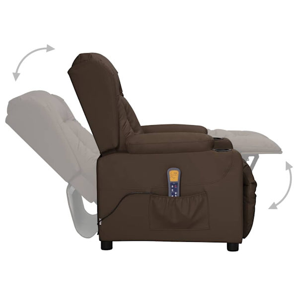 vidaXL Massagefåtölj med uppresningshjälp brun konstläder Brun