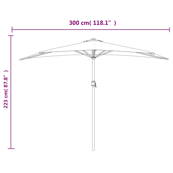 vidaXL Balkongparasoll aluminiumstång blå 300x155x223 cm halv Blå