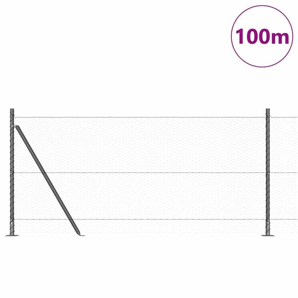 vidaXL Hexagonal stängsel med betongfundament 100 x 1 m Grå Mesh Grå