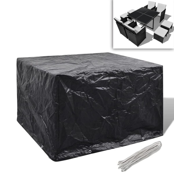 vidaXL Överdrag för 4 personer Poly Rattan Set 113 x cm Svart