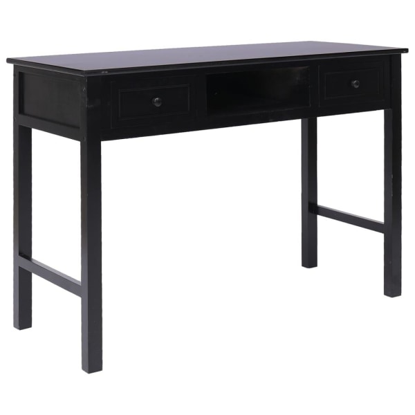vidaXL Skrivbord svart 108x45x76 cm massivt kejsarträ Svart