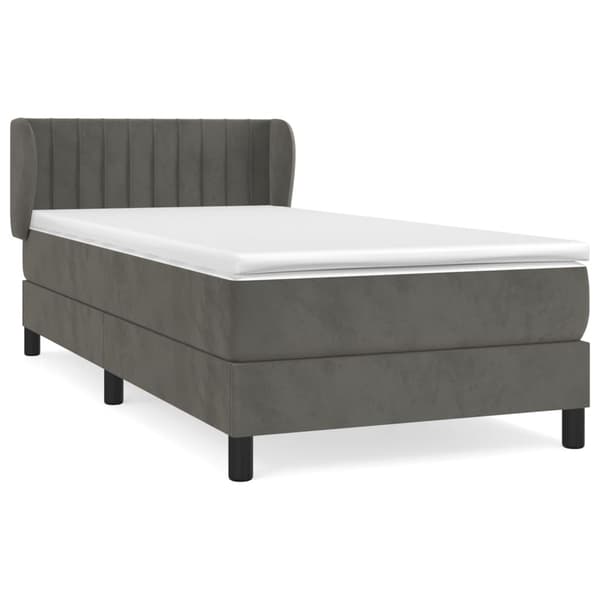 vidaXL Ramsäng med madrass mörkgrå 90x200 cm sammet Grå