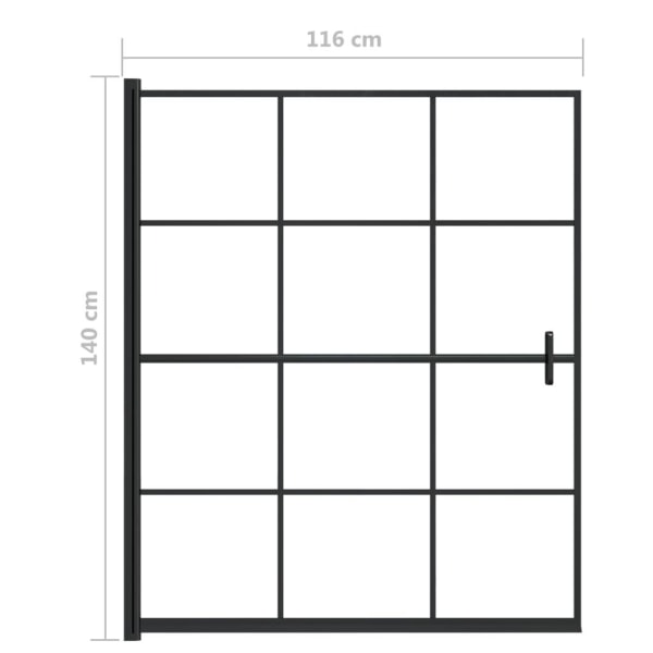 vidaXL Duschvägg ESG 116x140 cm svart