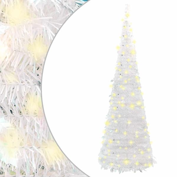 vidaXL Plastgran pop-up 100 LED vit 150 cm Vit