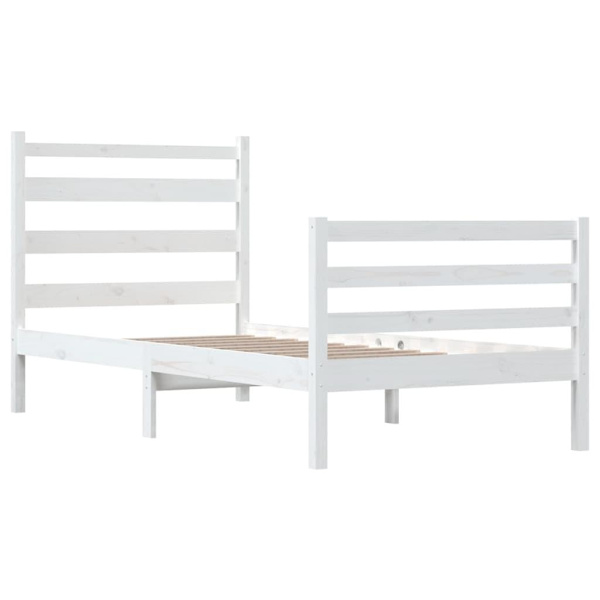 vidaXL Sängram massiv furu 90x200 cm vit Vit