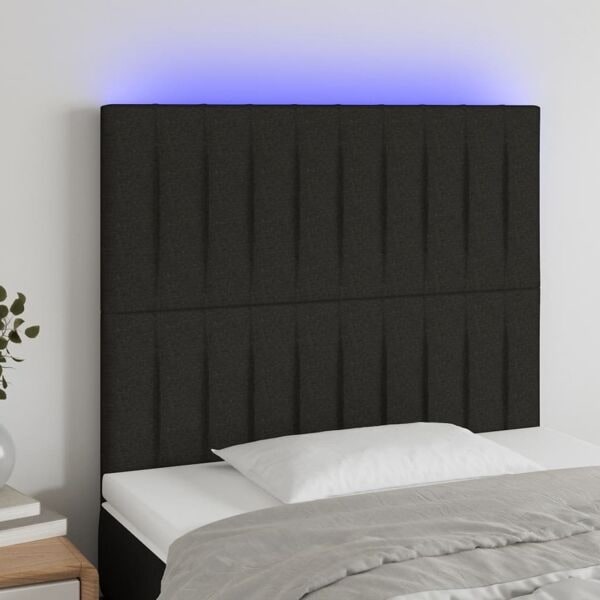 vidaXL Sänggavel LED svart 90x5x118/128 cm tyg Svart