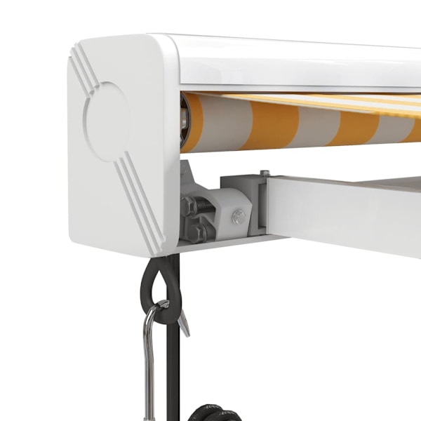 vidaXL Markis infällbar gul och vit 5x3 m tyg&aluminium Flerfärgsdesign